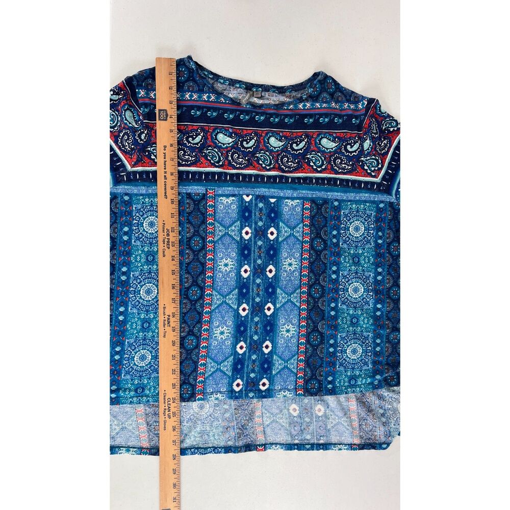 New Directions Weekend Women's Blue Orange White Paisley Print Top Size 2X - Picture 7 of 8
